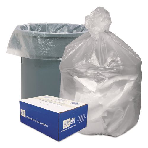 Good 'n Tuff Waste Can Liners, 56 gal, 14 mic, 43" x 46", Natural, 20 Bags/Roll, 10 Rolls/Carton