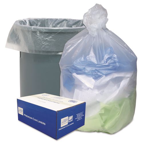 Ultra Plus Can Liners, 30 gal, 10 mic, 30" x 37", Natural, 25 Bags/Roll, 20 Rolls/Carton
