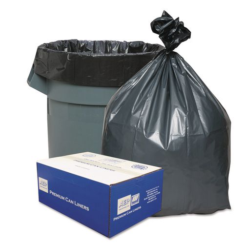 Platinum Plus Can Liners, 56 gal, 1.55 mil, 43" x 48", Gray, 10 Bags/Roll, 5 Rolls/Carton