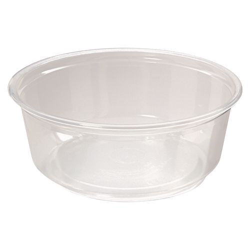 Fabri-Kal Microwavable Deli Containers, 8 oz, 4.6" Diameter x 1.8" h, Clear, Plastic, 500/Carton