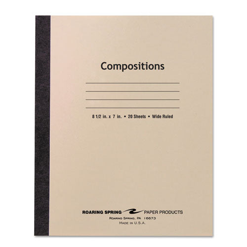 Roaring Spring Stitched Cover Composition Book, Wide/Legal Rule, Manila Cover, (20) 8.5 x 7 Sheets