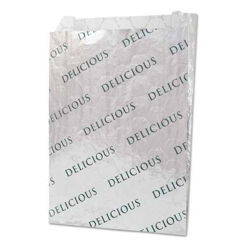 Bagcraft Foil/Paper/Honeycomb Insulated Bag, Delicious Labeling, 8" x 2" x 6", White, 1,000/Carton