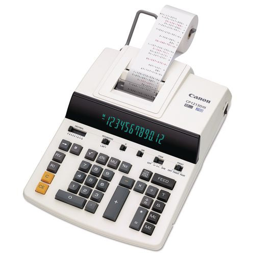 Canon CP1213DIII 12-Digit Heavy-Duty Commercial Desktop Printing Calculator, Black/Red Print, 4.8 Lines/Sec