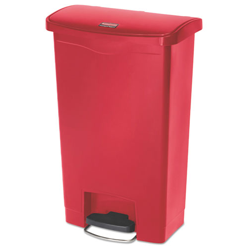 Rubbermaid Commercial Streamline Resin Step-On Container, Front Step Style, 13 gal, Polyethylene, Red
