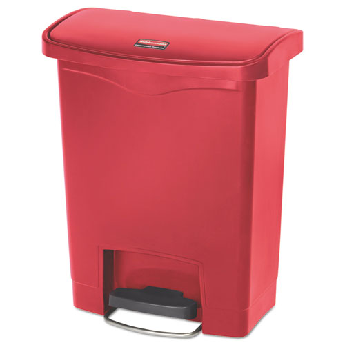 Rubbermaid Commercial Streamline Resin Step-On Container, Front Step Style, 8 gal, Polyethylene, Red