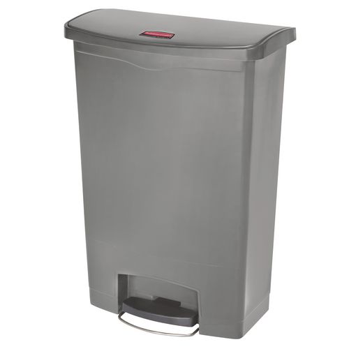 Rubbermaid Commercial Streamline Resin Step-On Container, Front Step Style, 24 gal, Polyethylene, Gray