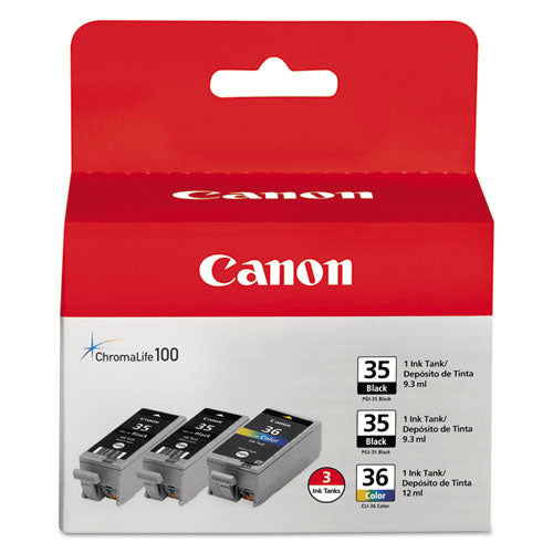 Canon 1509B007 (CLI-36) Ink, Black/Tri-Color, 3/Pack