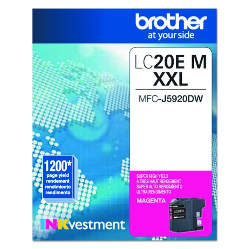 Brother LC20EM INKvestment Super High-Yield Ink, 1,200 Page-Yield, Magenta