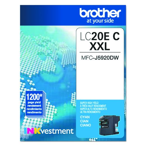 Brother LC20EC INKvestment Super High-Yield Ink, 1,200 Page-Yield, Cyan