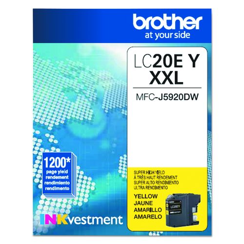 Brother LC20EY INKvestment Super High-Yield Ink, 1,200 Page-Yield, Yellow