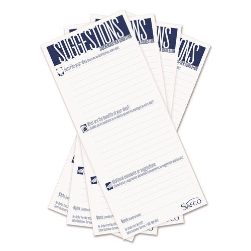 Safco Suggestion Box Cards, 3.5 x 8, White, 25/Pack