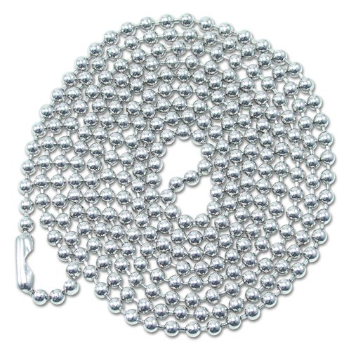 Advantus ID Badge Holder Chain, Metal Ball Chain Fastener, 36" Long, Nickel Plated, 100/Box