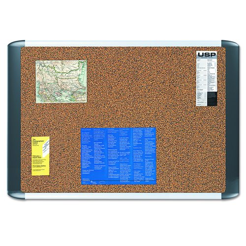 MasterVision Tech Cork Board, 36" x 24", Tan Surface, Silver/Black Aluminum Frame