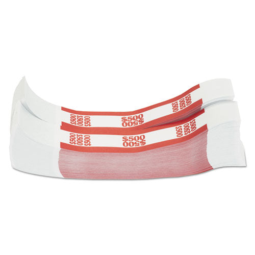 Pap-R Products Currency Straps, Self-Adhesive, Fives, $500 Strap, Red/White, 1,000/Pack