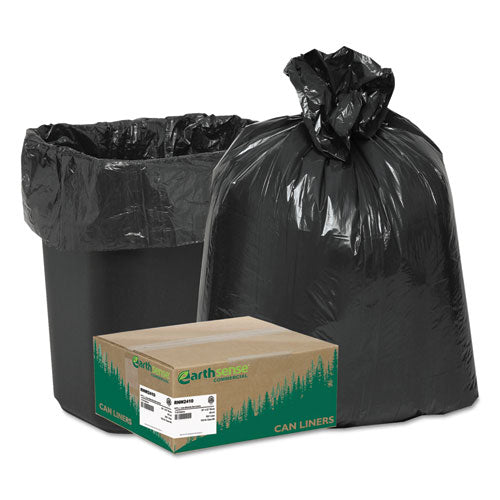 Earthsense Commercial Linear Low Density Recycled Can Liners, 10 gal, 0.85 mil, 24" x 23", Black, 25 Bags/Roll, 20 Rolls/Carton