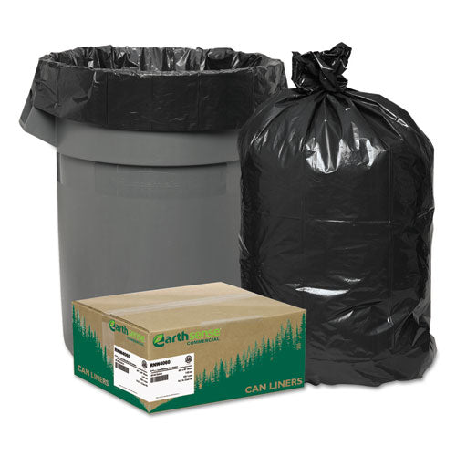 Earthsense Commercial Linear Low Density Recycled Can Liners, 33 gal, 1.65 mil, 33" x 39", Black, 10 Bags/Roll, 10 Rolls/Carton