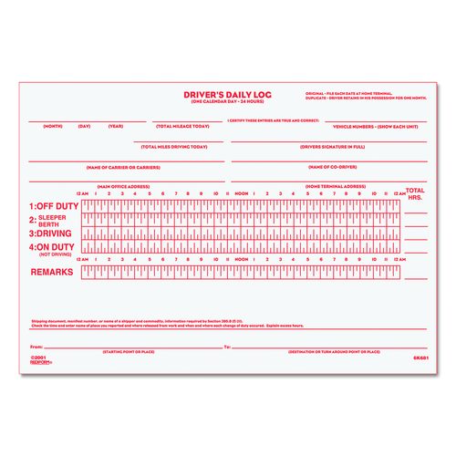 Rediform Driver's Daily Log Book with Daily Record and Hours Summary, Two-Part Carbonless, 7.88 x 5.5, 31 Forms Total