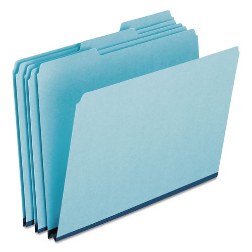 Pendaflex Pressboard Expanding File Folders, 1/3-Cut Tabs: Assorted, Legal Size, 1" Expansion, Blue, 25/Box