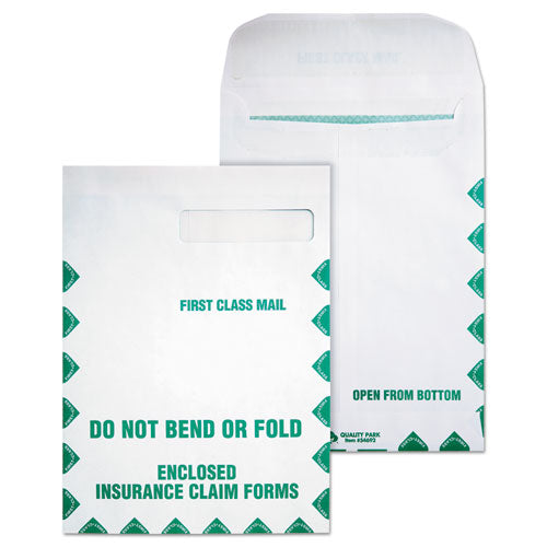 Quality Park Redi-Seal Insurance Claim Form Envelope, Cheese Blade Flap, Redi-Seal Adhesive Closure, 9 x 12.5, White, 100/Box