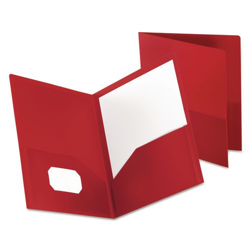 Oxford Poly Twin-Pocket Folder, Accommodates (100) 11 x 8.5 Sheets, Red
