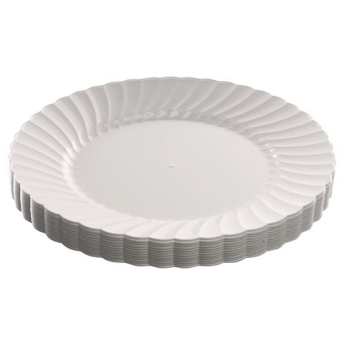 WNA Classicware Plastic Dinnerware Plates, 9" dia, White, 12/Pack
