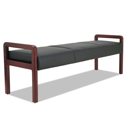 Alera Reception Lounge WL Series Three-Seat Bench, 65.75" x 22.25" x 22.88", Black Seat, Mahogany Base