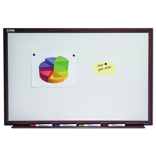 AbilityOne 7110016305171, SKILCRAFT Magnetic Porcelain Dry Erase Board, 48" x 36", White Surface, Natural Mahogany Frame