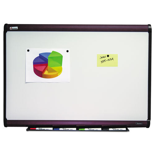AbilityOne 7110016305167, SKILCRAFT Magnetic Porcelain Dry Erase Board, 48" x 36", White Surface, Natural Mahogany Frame