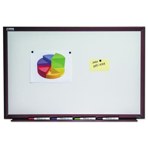AbilityOne 7110016305170, SKILCRAFT Magnetic Porcelain Dry Erase Board, 72" x 48", White Surface, Natural Mahogany Frame