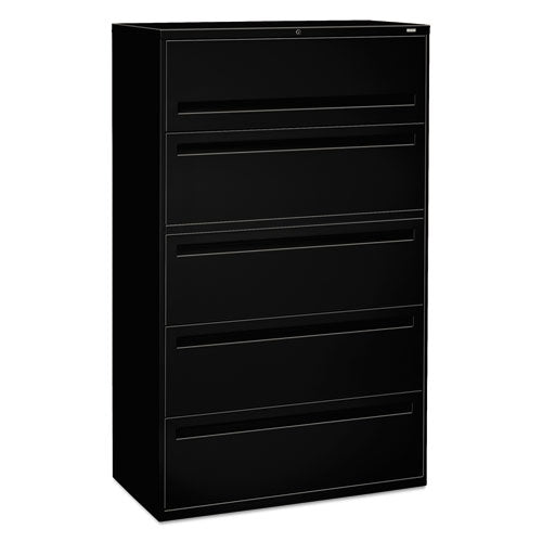 HON Brigade 700 Series Lateral File, 4 Legal/Letter-Size File Drawers, 1 File Shelf, 1 Post Shelf, Black, 42" x 18" x 64.25"