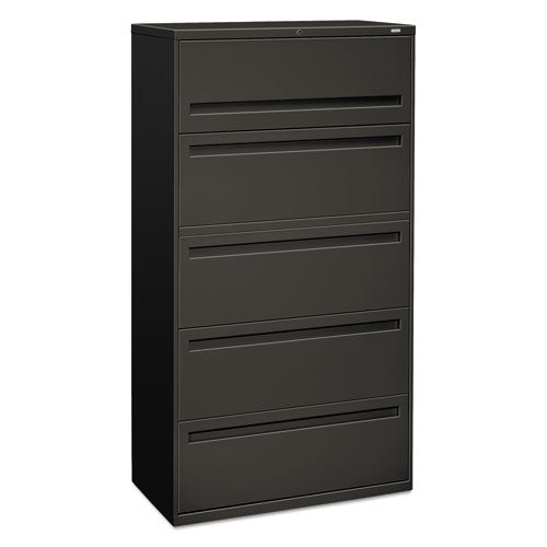 HON Brigade 700 Series Lateral File, 4 Legal/Letter-Size File Drawers, 1 File Shelf, 1 Post Shelf, Charcoal, 36" x 18" x 64.25"