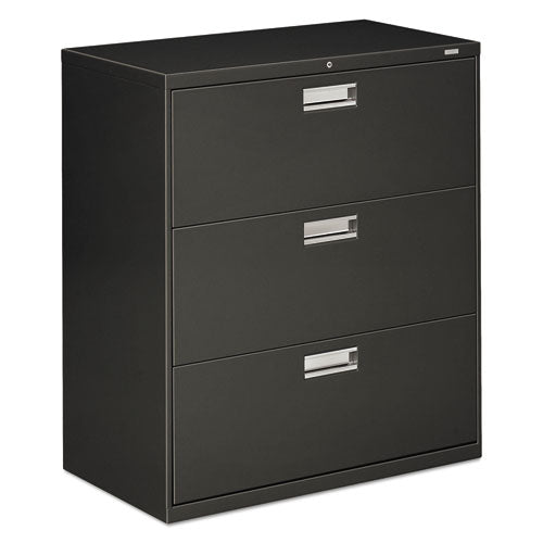 HON Brigade 600 Series Lateral File, 3 Legal/Letter-Size File Drawers, Charcoal, 36" x 18" x 39.13"