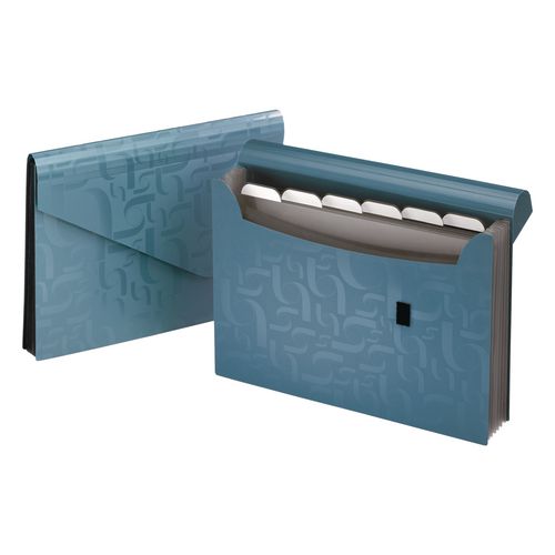Pendaflex Expanding Poly Files, 3.5" Expansion, 7 Sections, Hook/Loop Closure, 1/6-Cut Tabs, Letter Size, Blue