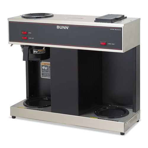 BUNN Pour-O-Matic Three-Burner Pour-Over Coffee Brewer, 12-Cup, Stainless Steel, Black