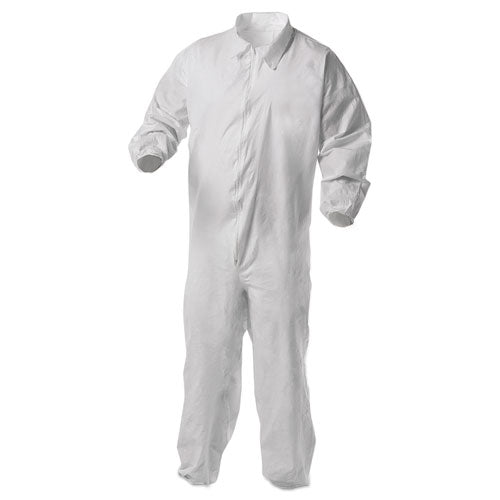 KleenGuard A35 Liquid and Particle Protection Coveralls, Zipper Front, Elastic Wrists and Ankles, White, 25/Carton