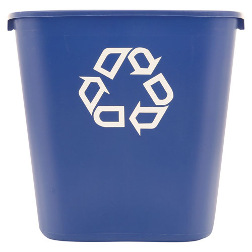 Rubbermaid Commercial Deskside Recycling Container, Medium, 28.13 qt, Plastic, Blue