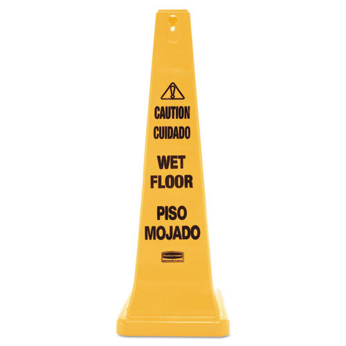 Rubbermaid Commercial Multilingual Wet Floor Safety Cone, 12.25 x 12.25 x 36, Yellow