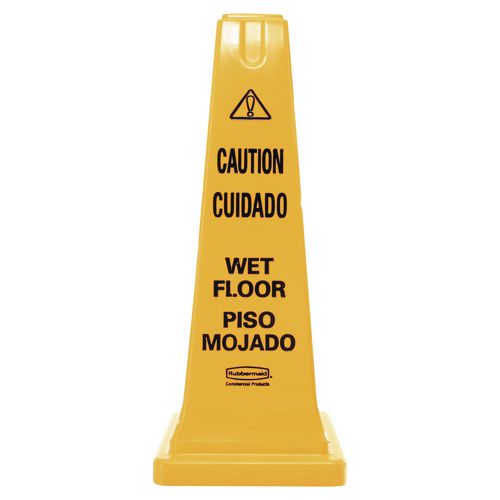 Rubbermaid Commercial Multilingual Wet Floor Safety Cone, 10.55 x 10.5 x 25.63, Yellow