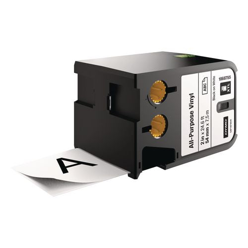 DYMO XTL All-Purpose Vinyl Labels, 2" x 24.6 ft, Black on White