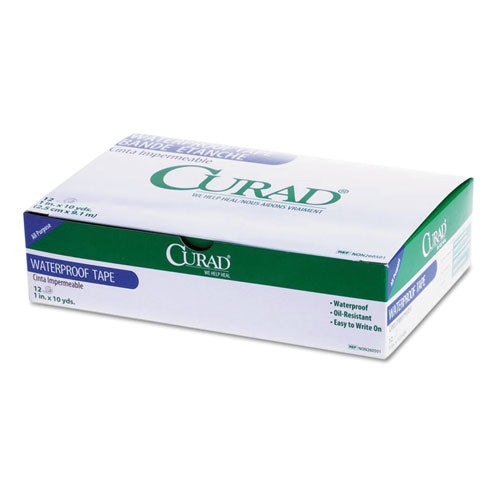 Curad Waterproof Medical Tape, 1" x 10 yds, White, 12/Box