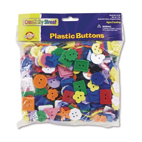 Creativity Street Plastic Button Assortment, Assorted Sizes and Colors, 1 lb Bag