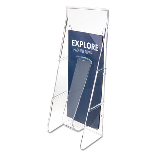 deflecto Stand-Tall Wall-Mount Literature Rack, Leaflet, 4.56w x 3.25d x 11.88h, Clear