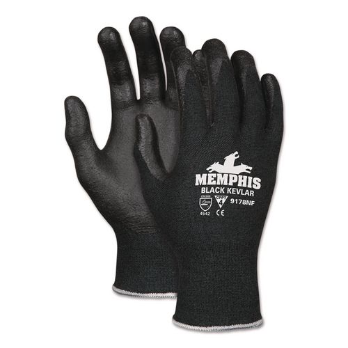 MCR Safety Nitrile Coated Kevlar Gloves, EN388: 4542, 10" Long, Large, Black, Pair