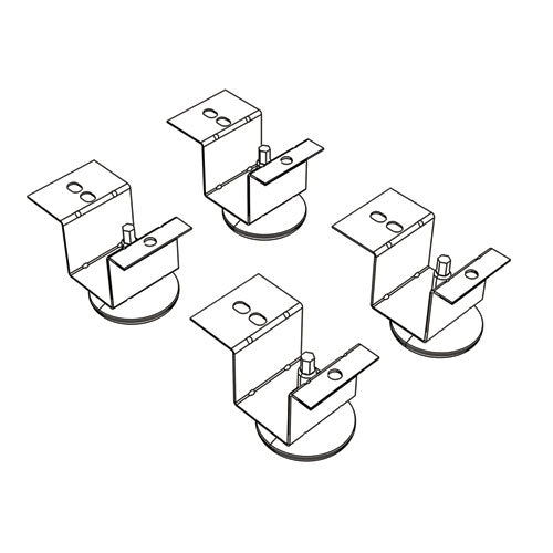 HON Brigade Pedestal Adjustable Glides, Rigid Mount Plate, 2" x 2" Glide, Black, 4/Set