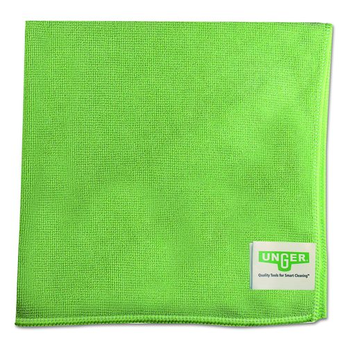 Unger SmartColor MicroWipes, Microfiber, 16 x 15, Green, 10/Pack