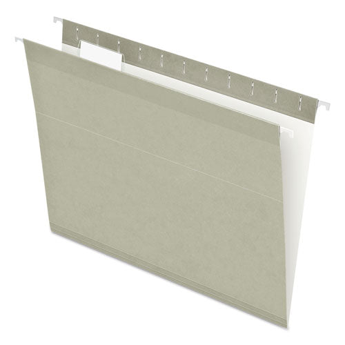 Pendaflex Colored Reinforced Hanging Folders, Letter Size, 1/5-Cut Tabs, Gray, 25/Box