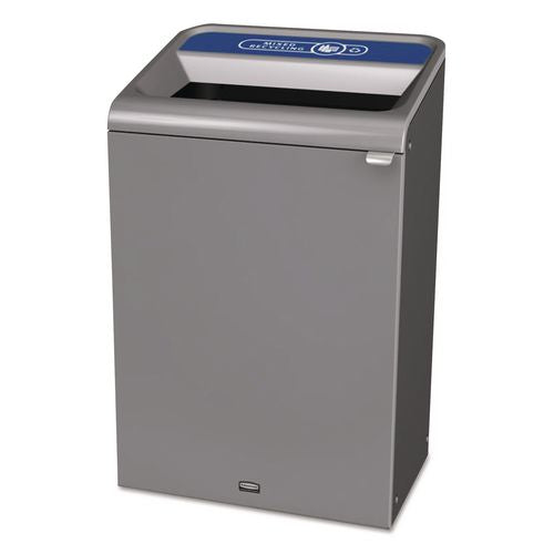 Rubbermaid Commercial Configure Indoor Recycling Waste Receptacle, Mixed Recycling, 33 gal, Metal, Gray