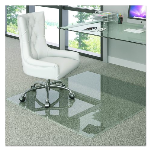 deflecto Premium Glass Chair Mat for Flat to Plush Pile Carpeted and Hard Floors, Rectangular, Polished Edges, 48" x 60", Clear