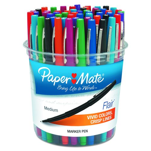 Paper Mate Point Guard Flair Felt Tip Porous Point Pen, Stick, Bold 1.4 mm, Assorted Ink and Barrel Colors, 48/Pack