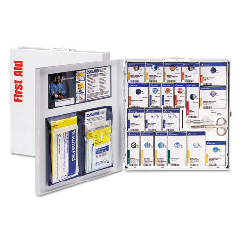 First Aid Only ANSI 2015 SmartCompliance Food Service First Aid Cabinet for 50 People, without Medications, 260 Pieces, Metal Case